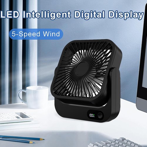 Magnetic Cruise Ship Approved Fan - 5000mAh Portable Battery Operated Fan with 5 Speeds | Black