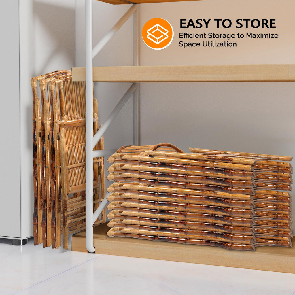 VINGLI Bamboo Folding Chair, Foldable Dining Wood Chairs Comfortable Seat for Outdoor & Indoor, Patio, Porch, Wedding, Party, Event,Brown (1 Pack)