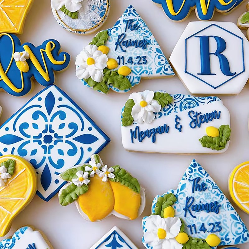 9PCS Scroll Tile Cookies Stencils for Baking, Royal Icing, Sugar Cookie, Cards Decorating Tools