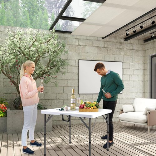 Byliable Folding Card Table - Heavy Duty 34" Square Utility Table in White | Portable & Foldable for Indoor/Outdoor Use