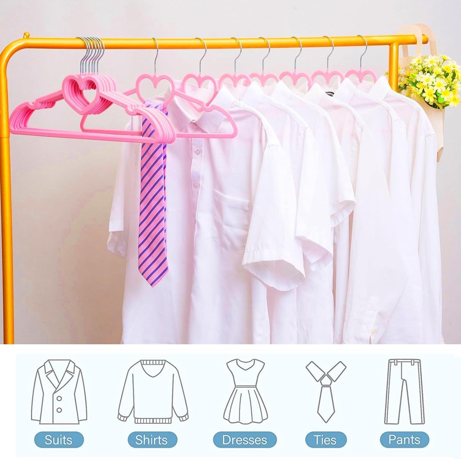Velvet Hangers | 20-Pack Non-Slip Adult Hangers with 360° Swivel Hook - Durable & Stylish for Coats, Shirts, Dresses (Pink)