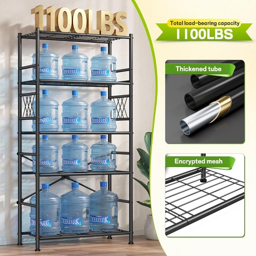 Metal Shelving Units - 5-Tier Wire Storage Rack with Hooks & Adjustable Feet | 12"D x 30"W x 72"H