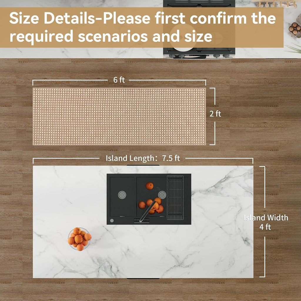 YDKGL Kitchen Runner Rug - Non-Slip Boho Woven Mat | Soft & Washable 2x6 ft for Indoor Use, Brown