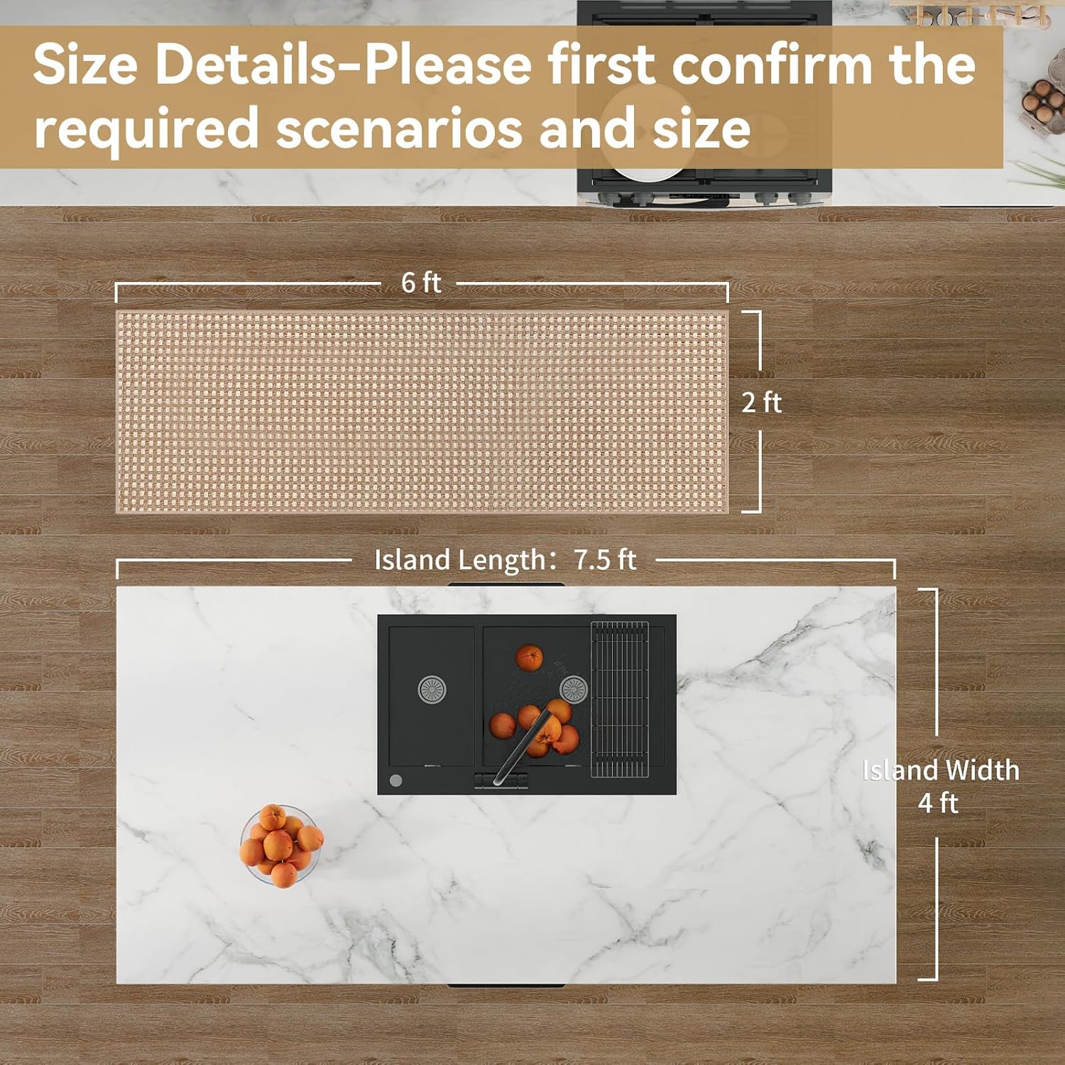 YDKGL Kitchen Runner Rug - Non-Slip Boho Woven Mat | Soft & Washable 2x6 ft for Indoor Use, Brown