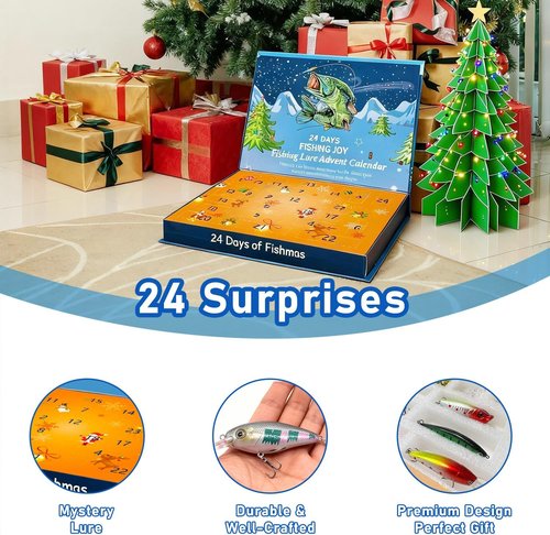 Fishing Advent Calendar 2026 by [Brand Name] - 24-Day Countdown Fishing Bait Set for Men & Teens