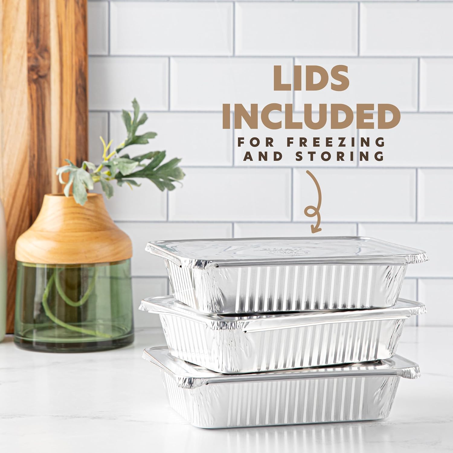 PlasticPro Aluminum Pans - 10 Pack Heavy Duty 6.5'' x 9'' Disposable Foil Pans with Covers for Baking