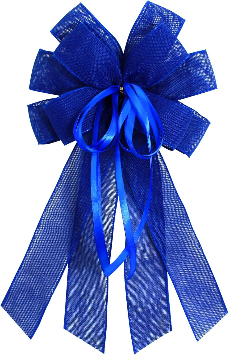 Skiennix Large Dark Blue Burlap Bow - Perfect for Wreaths & Front Door Decor | Spring Holiday Ornament