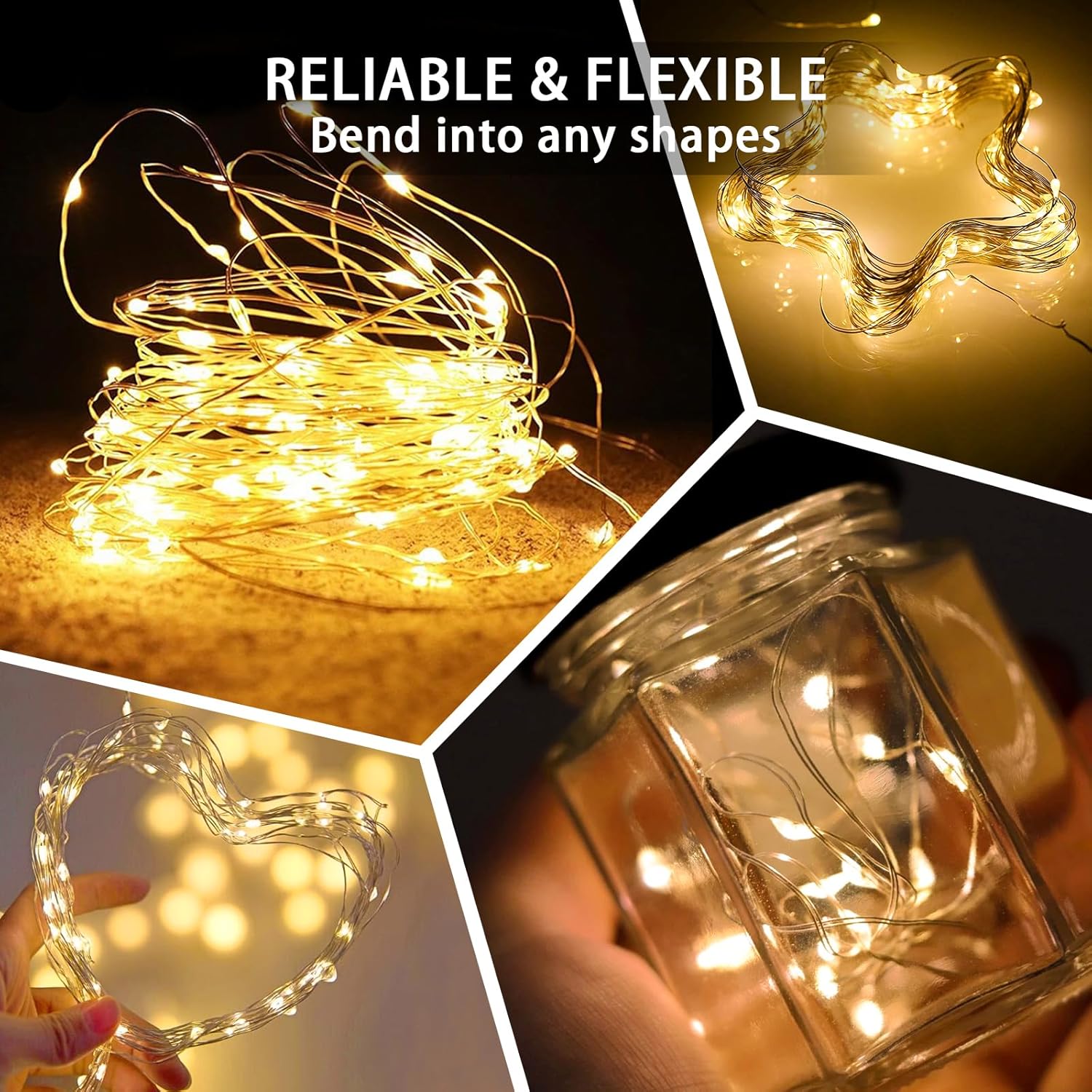 Skiennix 24-Pack Fairy Lights - 7Ft 20 LED Twinkle String Lights | Battery Operated & Waterproof for Weddings, Parties, & Home Decor - Warm White