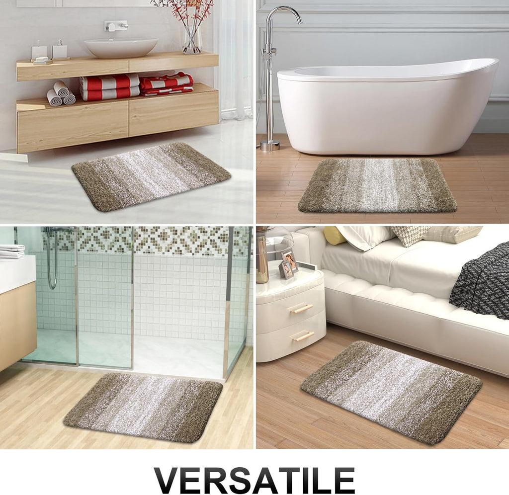 OLANLY Large Bath Rug Mat - Extra Soft Microfiber with Rubber Backing | Quick Dry, Machine Washable, 54x24, Coffee