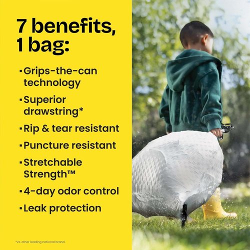 Glad ForceFlex Tall Kitchen Trash Bags - 13 Gallon, Fragrance-Free, 110 Count for Strong Odor Control