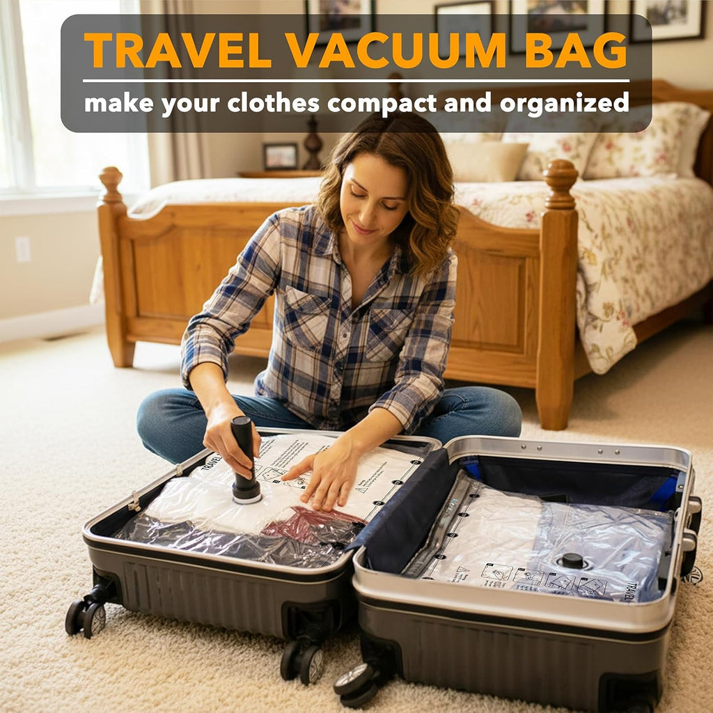 SpaceAid Travel Vacuum Bags - 18 Pack Compression Bags with Electric Pump for Clothing & Luggage