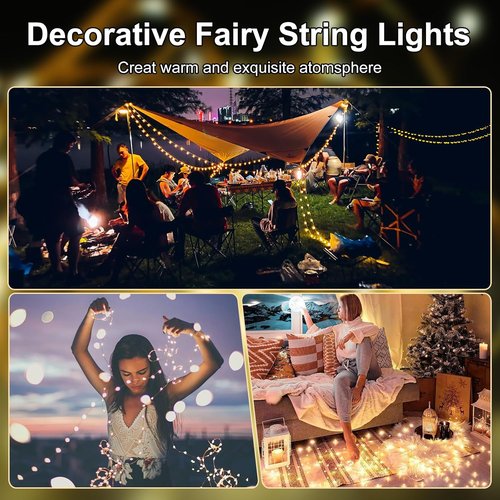 Fairy Lights | 50 LED Battery Operated String Lights - 16.4ft Waterproof Silver Wire for Christmas & Party Decor (Warm White, 2 Pack)