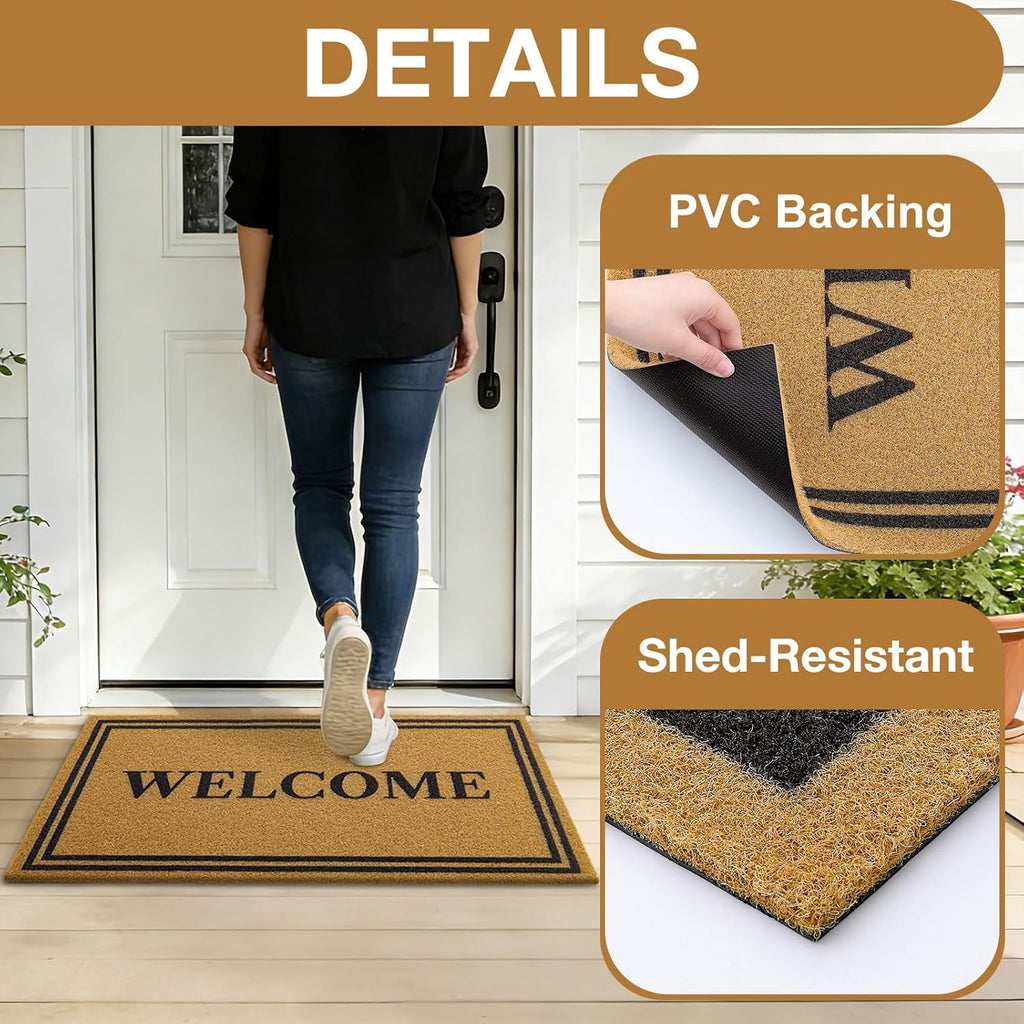 OLANLY Front Door Mat - Low Profile, Stain & Fade Resistant, Easy to Clean | Brown (35x23 Inch)