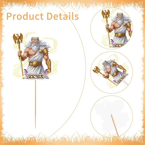 Greek Mythology Party Decorations - 36 Pcs Cupcake Toppers Featuring 9 Unique Designs for Toga Parties