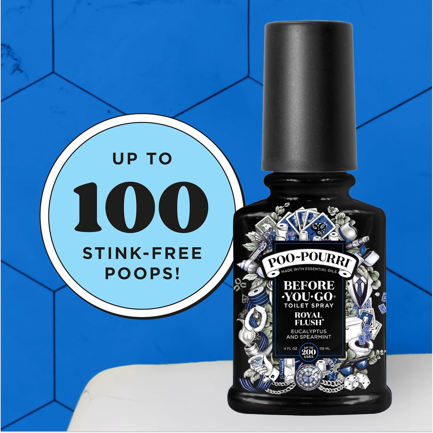 Poo-Pourri Before-You-Go Toilet Spray - Royal Flush, 2 Fl Oz | Eucalyptus & Spearmint Scent