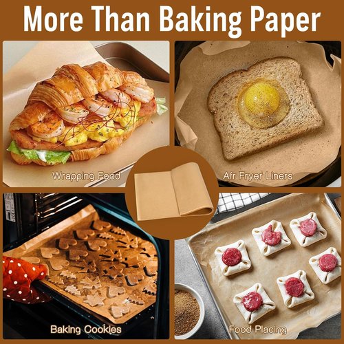 Kovpnor Unbleached Parchment Paper Sheets - 100 Pcs Precut Non-Stick Baking Sheets | 9x13 In for Grilling & Air Frying