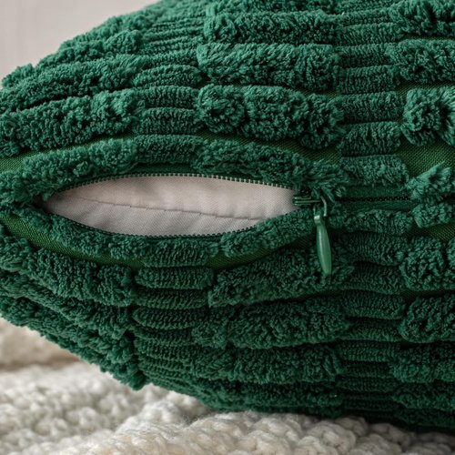 MIULEE Dark Green Corduroy Pillow Covers - Soft Boho Striped Design | 20x20 Inch for Modern Home Decor