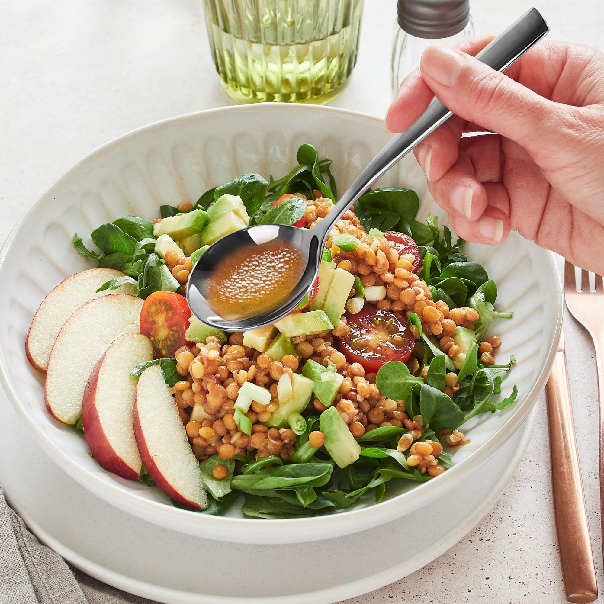 IMEEA 6.9-Inch Soup Spoons Round Cereal Spoon 18/10 Stainless Steel Bouillon Spoons for Dessert Ice Cream, Set of 6