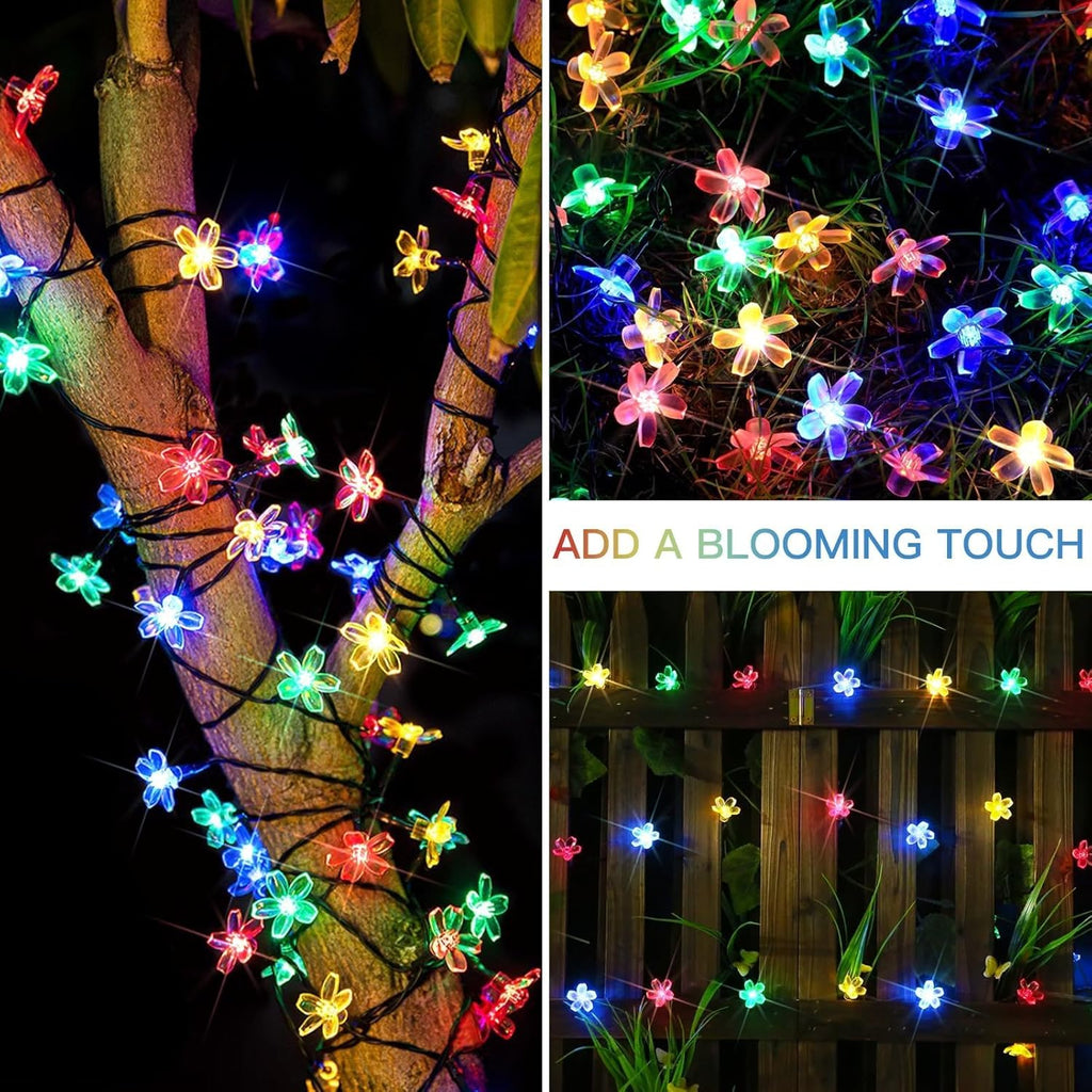 Suddus Solar String Lights - 100 LED Flower Design | 2 Pack for Garden, Patio & Christmas Decor