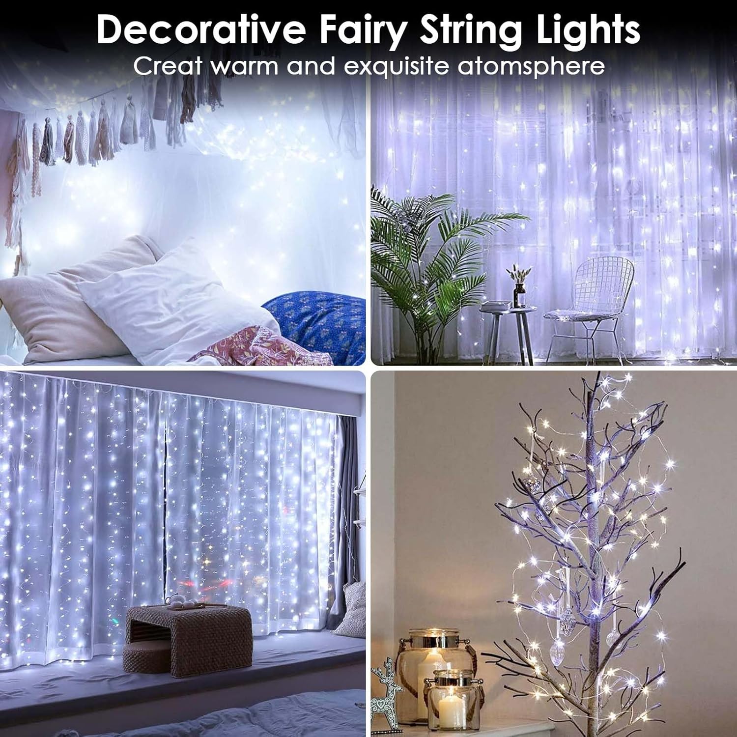 Skiennix 33FT 100 LED Battery Operated Fairy Lights - Waterproof Remote Control & Timer | Cool White