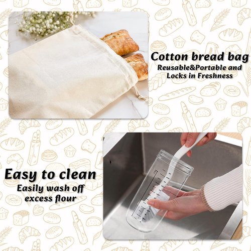 Amgkonp 22Pack Sourdough Bread Baking Supplies,25oz Sourdough Starter kit with Jar and 9 Inch Round & 10 Inch Oval Banneton Bread Proofing Basket,Sourdough Kit Gifts for Bakers Women Wife Mom