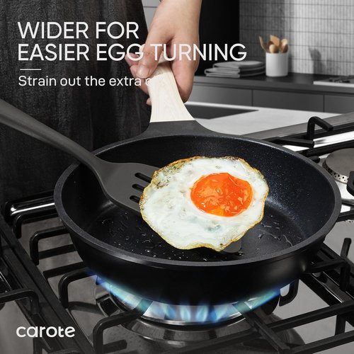 CAROTE Kitchen Utensil Set | 10-Piece Heat Resistant Silicone Set for Nonstick Cookware - Dark Grey