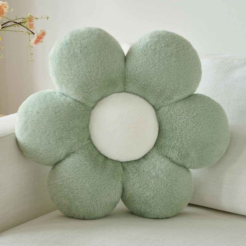 PLAYSKY Flower Pillow, Decorative Throw Pillows for Couch Bed, Cute Daisy Home Decor Flower Shaped Pillows for Bedroom Living Room (Sage Green, 19.6 Inches)