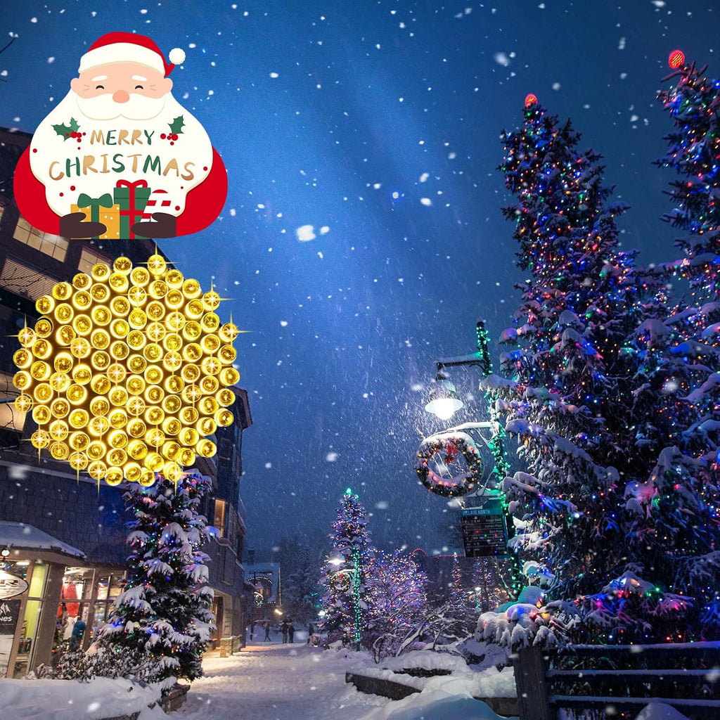 Skiennix Warm White String Lights - 66 ft 200 LED Outdoor Christmas Fairy Lights | 8 Modes, Clear Wire