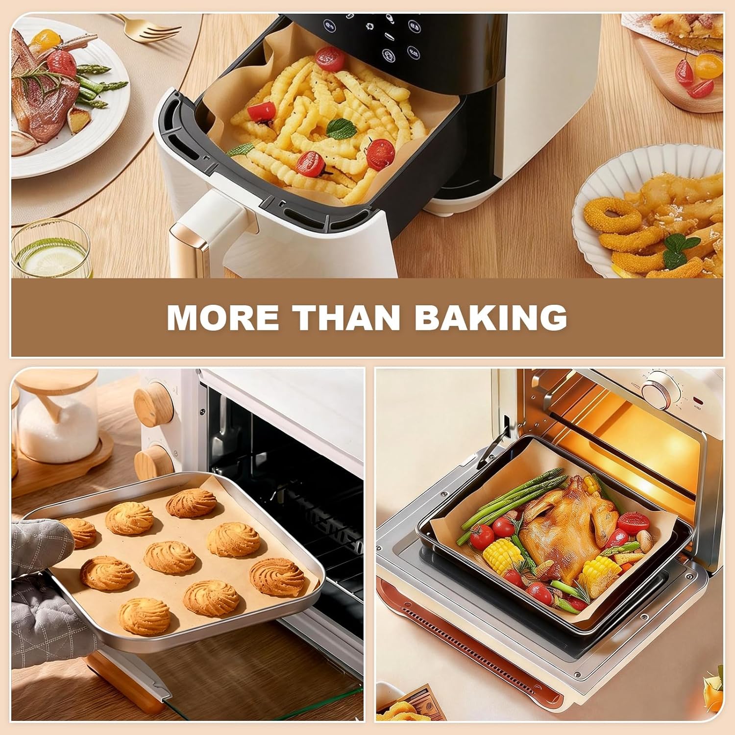 Parchment Paper Sheets | 220 Pcs Non-Stick Precut Baking Paper | 8.5x8.5 Inch, Oil & Water Resistant