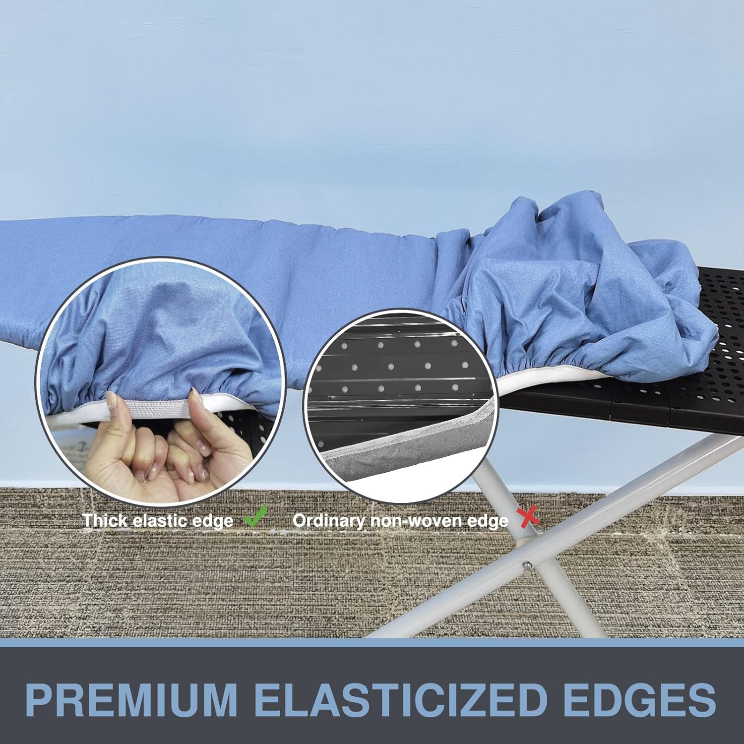 VividPaw Ironing Board Cover - Extra Wide 18x49" with Thick Padding & Scorch-Resistant Silicone Coating - Blue