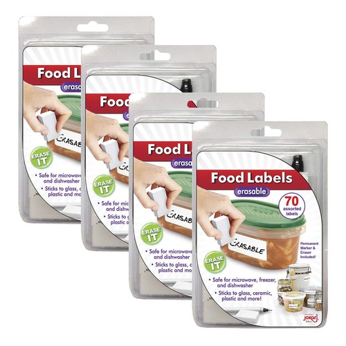 Jokari Erasable Food Labels 4-Pack Refill, Reusable Label Multi-Color, Freezer, Microwave & Dishwasher Safe Kitchen Tool for All-Purpose Meal Organization