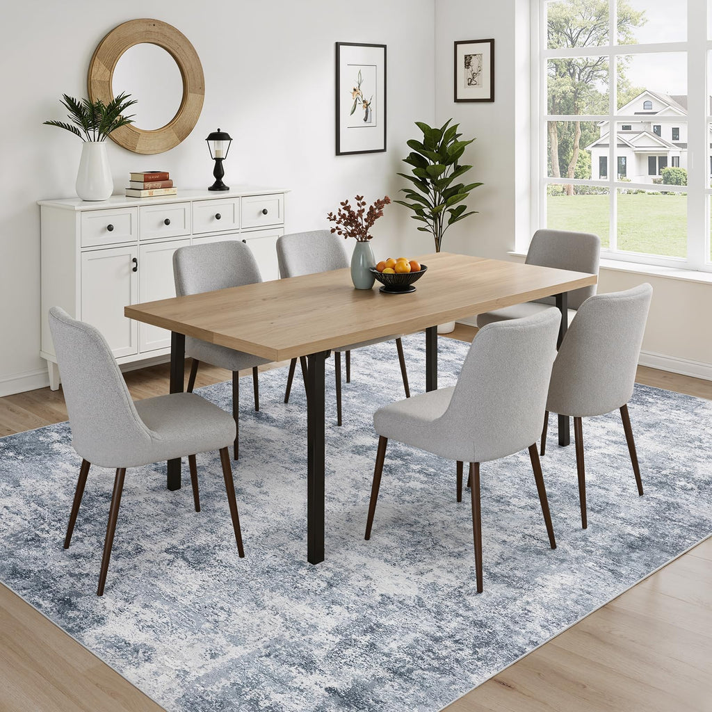 WITSHOCK 6x9 Area Rugs for Living Room : Machine Washable Non Slip - Low Pile Modern Abstract Carpet for Bedroom Kids Room Dining Room - Stain Resistant for Household - Pet Owners (Blue)