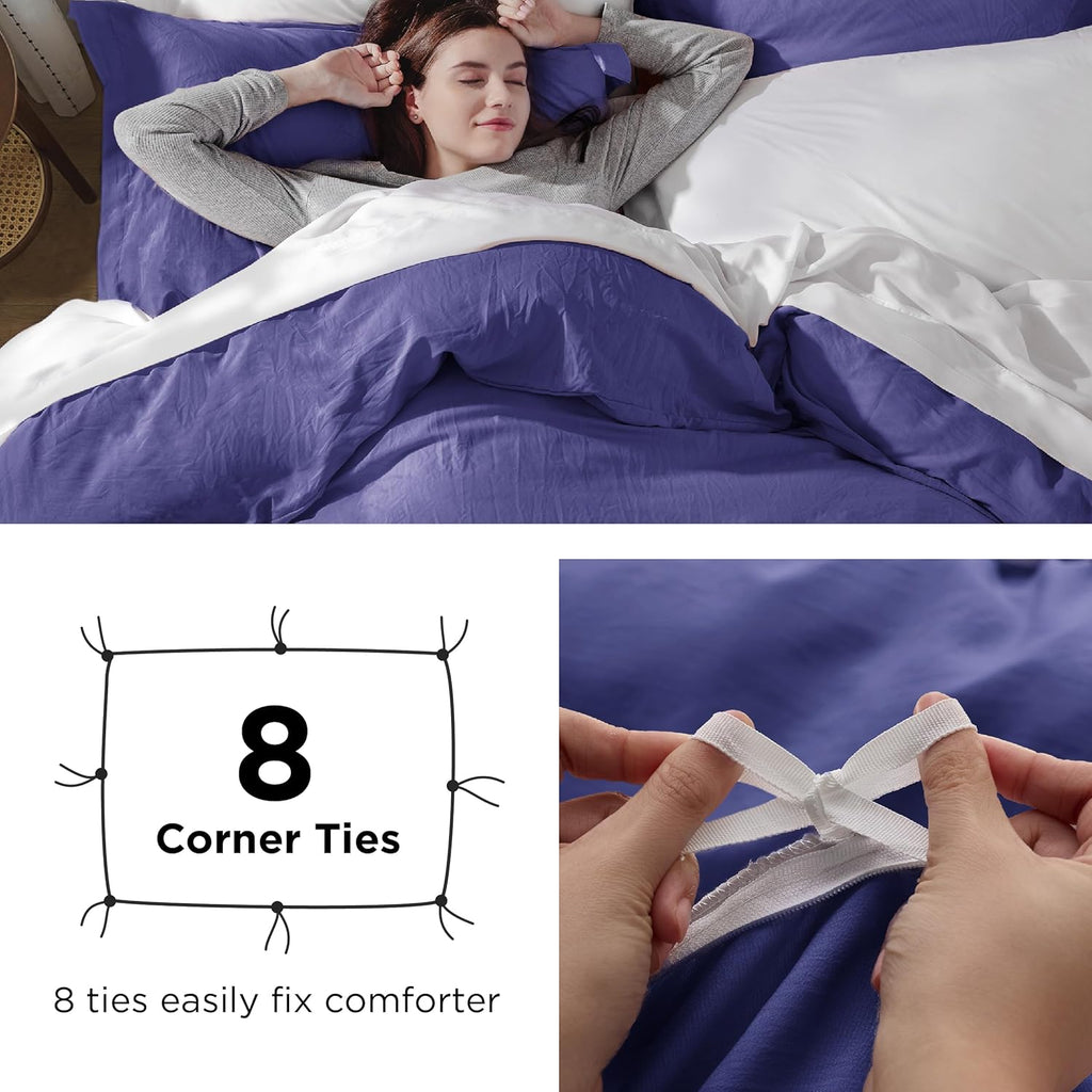 Bedsure Skipper Blue Duvet Cover Set - King Size 3-Piece Extra Soft Cotton-Like Polyester Bedding, 104x90 Inches with Zipper Closure & 2 Pillow Shams