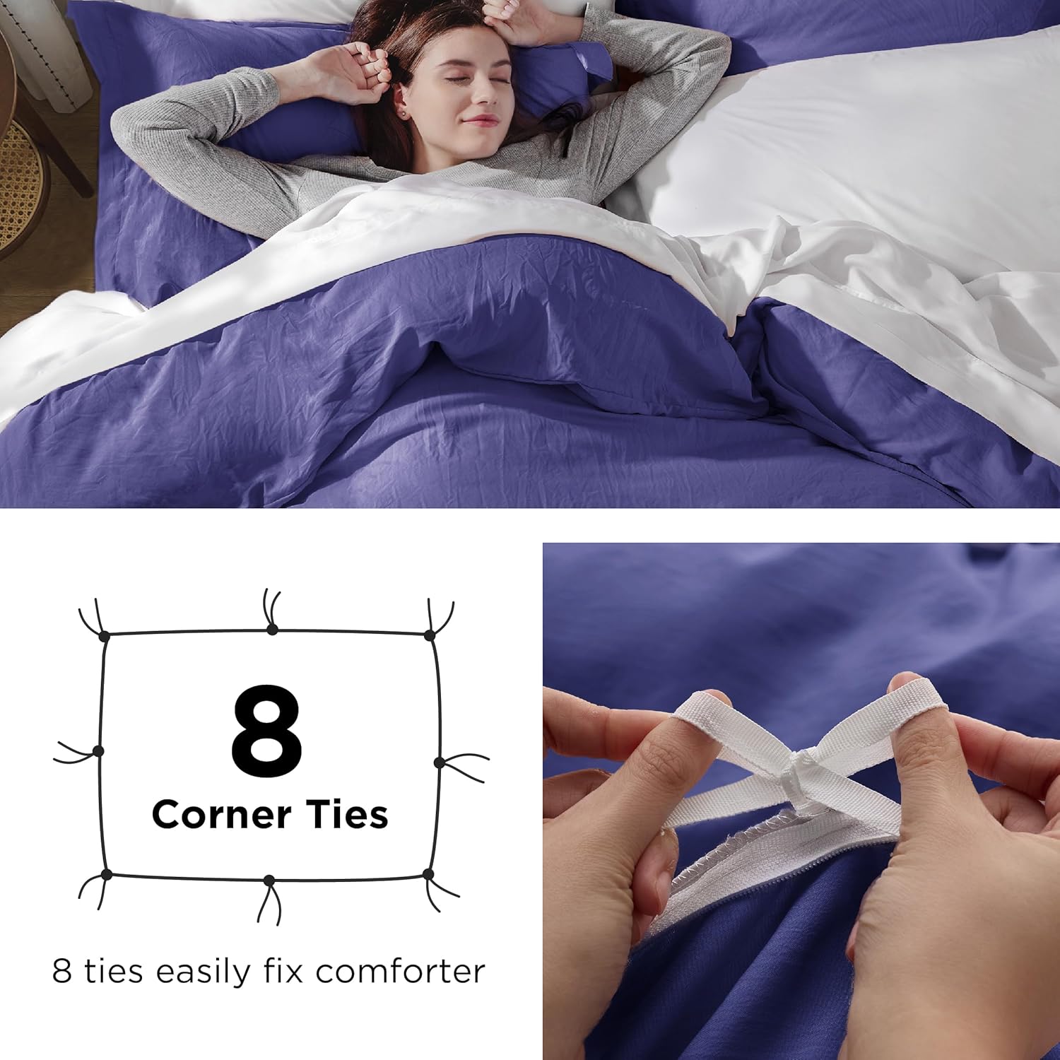 Bedsure Skipper Blue Duvet Cover Set - King Size 3-Piece Extra Soft Cotton-Like Polyester Bedding, 104x90 Inches with Zipper Closure & 2 Pillow Shams