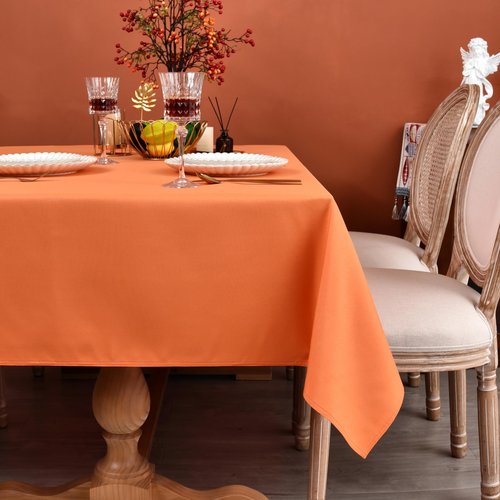 MEANMOY Orange 210 GSM Water & Stain Resistant Rectangle Tablecloth for 8 Foot Table - Solid 60 x 120 Inch Rectangular Table Cloth in Wrinkle Free Washable Polyester Fabric for Wedding, Party, Banquet