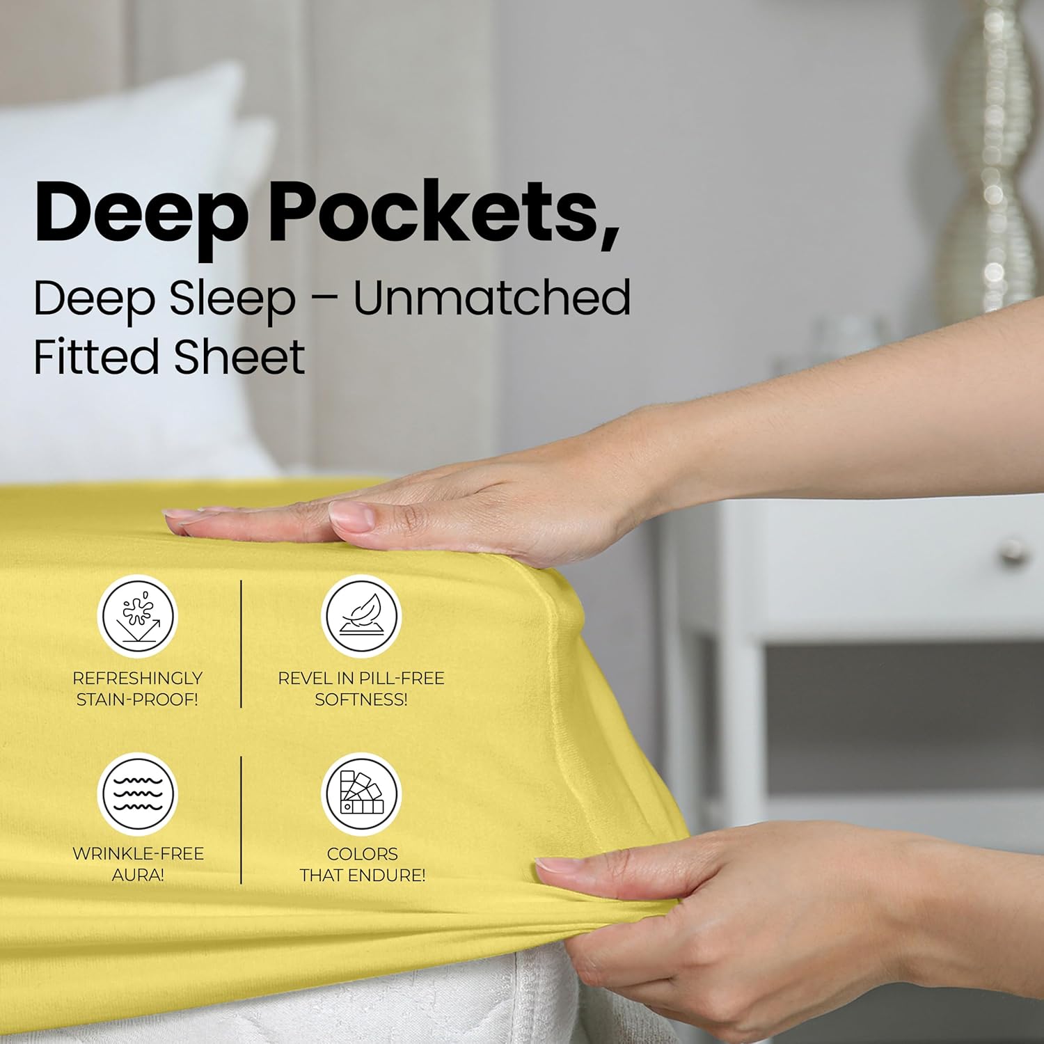 Utopia Bedding Queen Fitted Sheet - Soft Microfiber - Deep Pocket - Fade Resistant | Easy Care (Yellow)