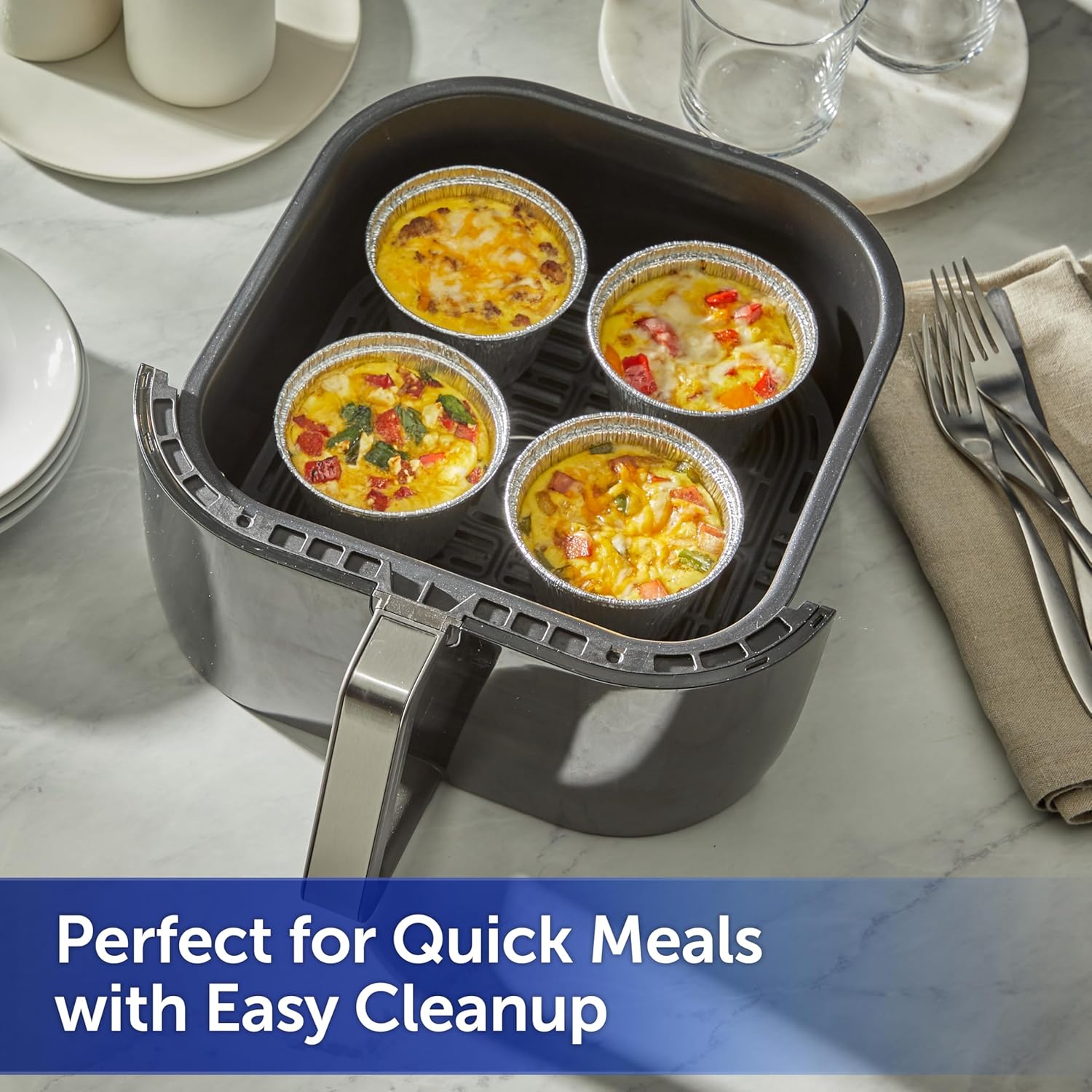 Reynolds Kitchens Air Fryer Cups - Oven & Grill Safe Meal Prep Solution | 10 Pack, 8 fl oz