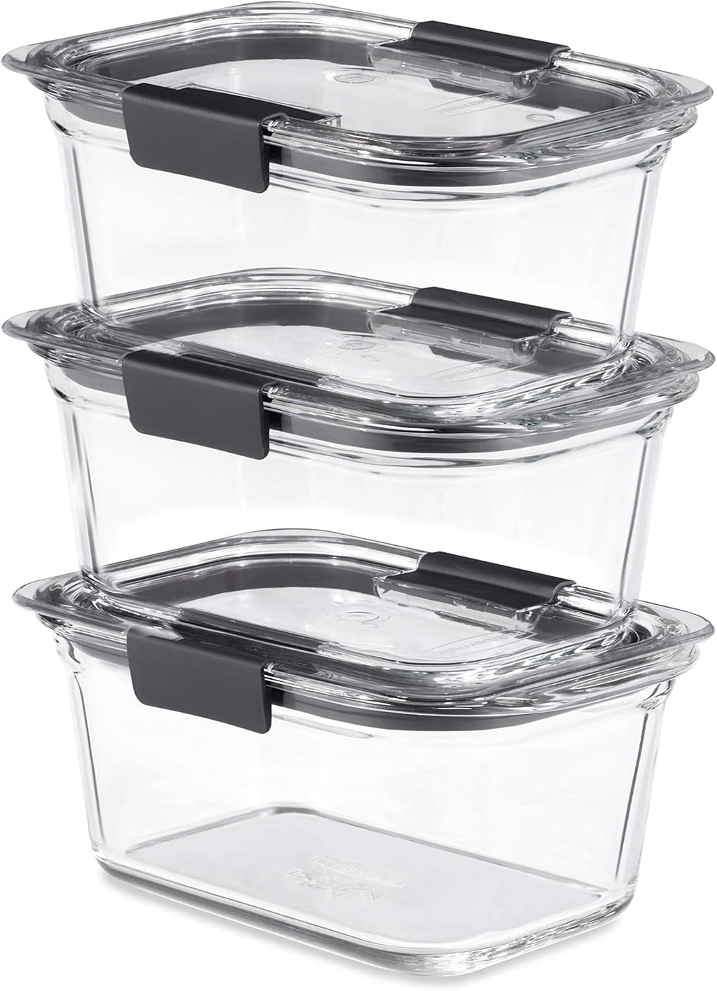 Rubbermaid Brilliance Glass Storage Containers - Set of 4 Medium Clear Food Containers with Lids