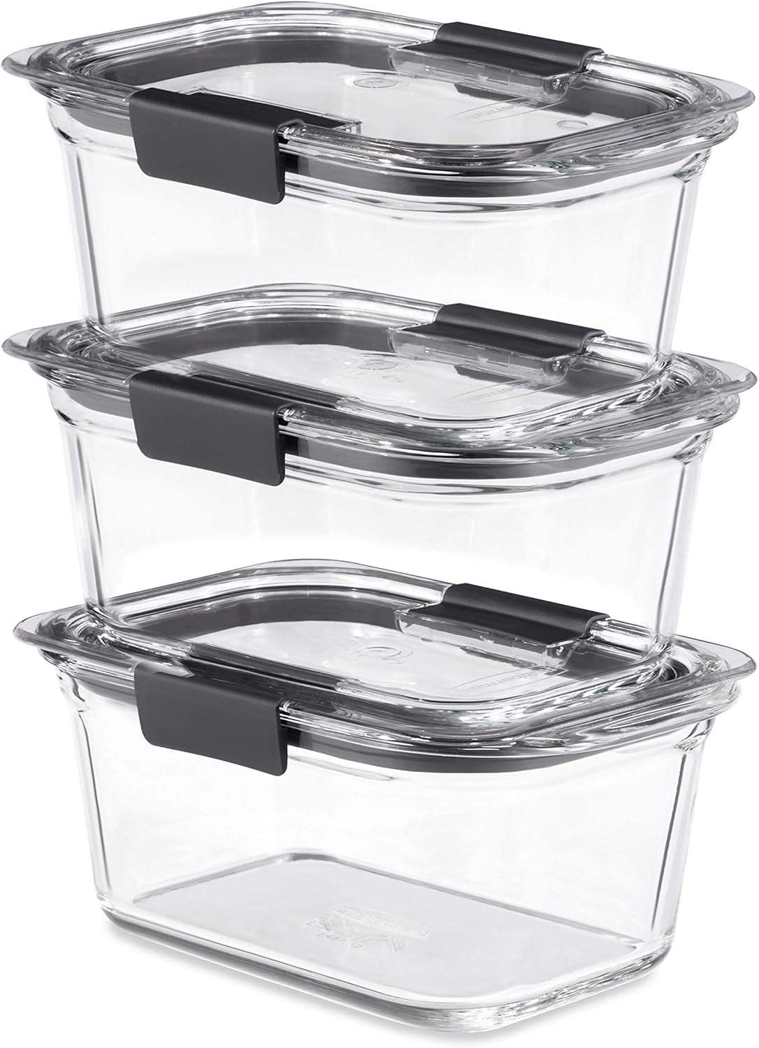 Rubbermaid Brilliance Glass Storage Containers - Set of 4 Medium Clear Food Containers with Lids