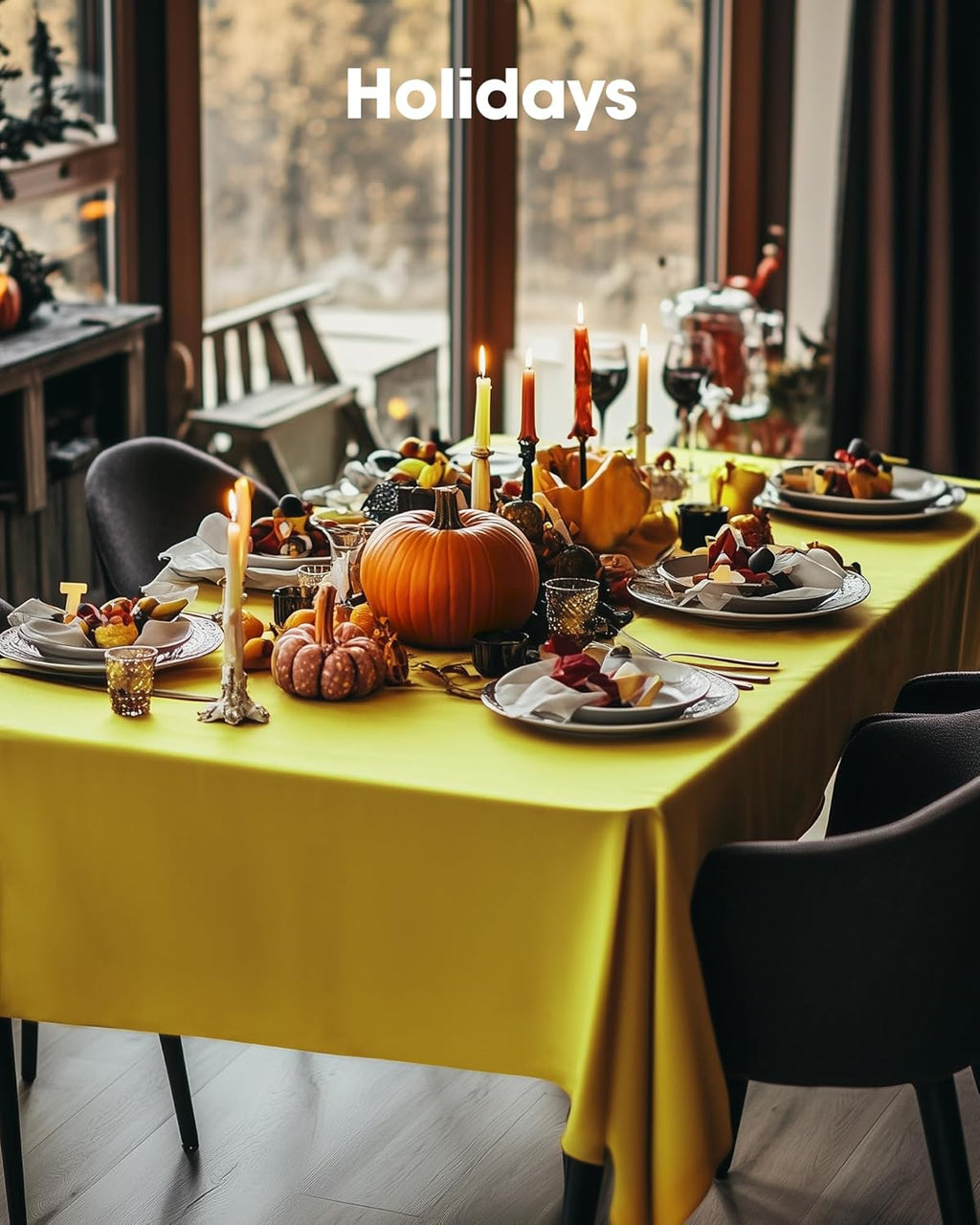 Pureegg Disposable Plastic Tablecloths - 12 Pack, 54 x 108 Inch, Lemon Yellow for Easter Parties