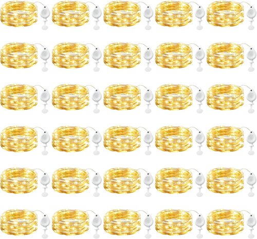 Brightown LED Fairy Lights - 30 Pack Battery Operated 7ft Waterproof Silver Wire String Lights | Perfect for Mason Jars, Weddings & Parties