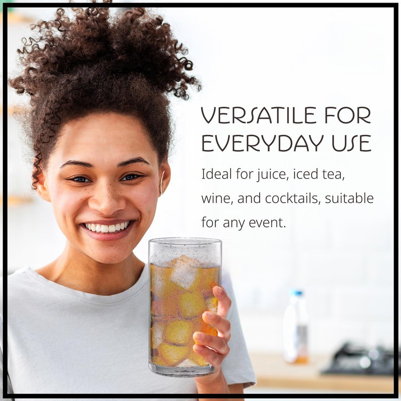 Artland 17oz Highball Tumbler, Set of 4 | Iris Seeded Design, Clear | Drinking Glass for Parties and Everyday Use - Mojito, Whiskey, Cocktail | Glassware & Kitchenware Essentials