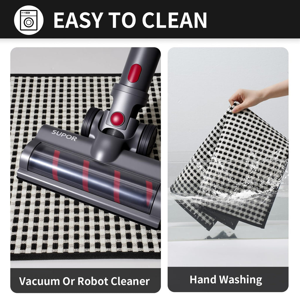 YDKGL Kitchen Mats for Floor, Super Absorbent Kitchen Rugs Non Slip Washable, Rubber Backing Soft Chenille Braided Kitchen Runner Rug Standing Mat Sink Mat, Easy to Clean, Black 17"x30"