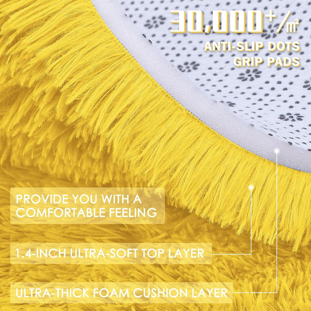 OLANLY Runner Rugs - Soft, Machine Washable 2x8 Shaggy Carpet for Hallway & Bedroom | Yellow Decor