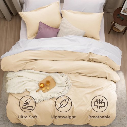 Bedsure Duvet Cover Set - Extra Soft Prewashed Queen Size 3-Piece Bedding, 90x90 Inches with Zipper Closure & 2 Pillow Shams