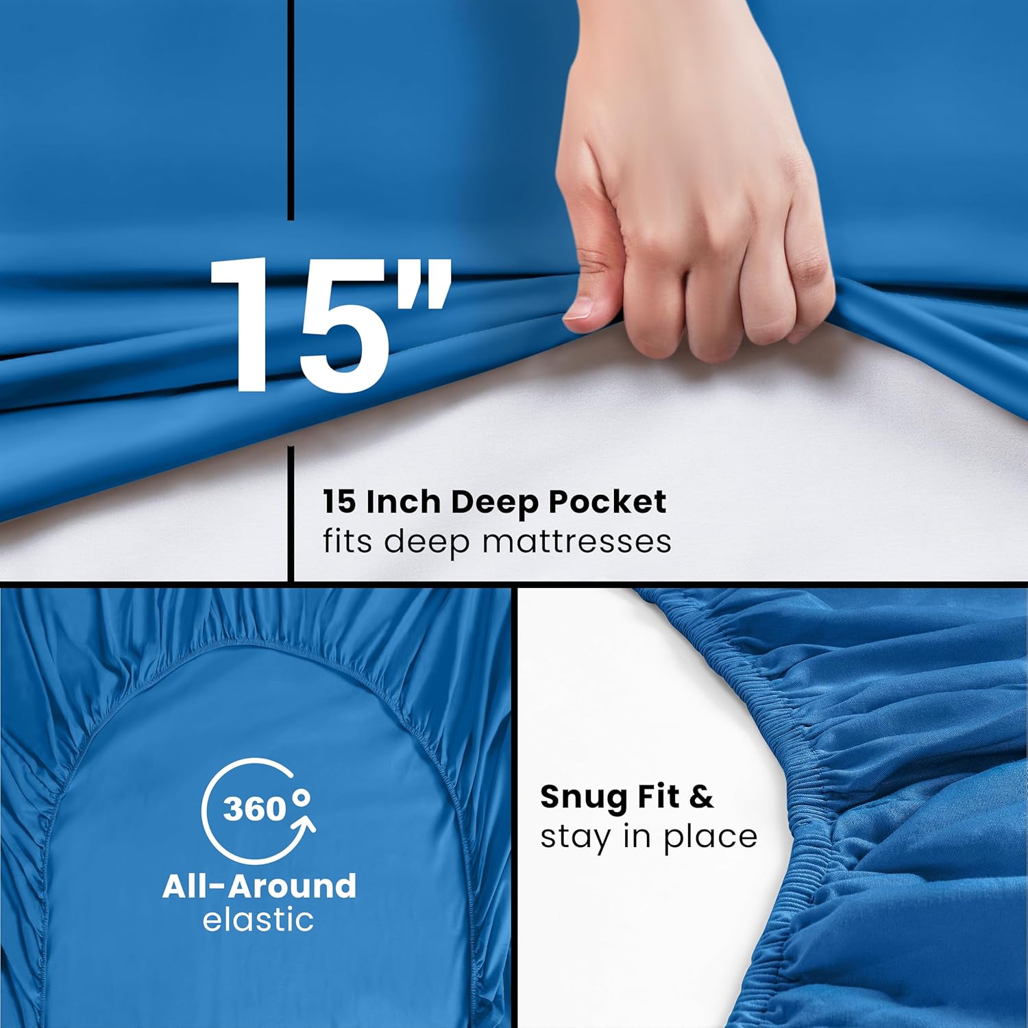 Utopia Bedding Queen Fitted Sheet - Soft Microfiber - Deep Pocket - Fade Resistant - Dusk Blue
