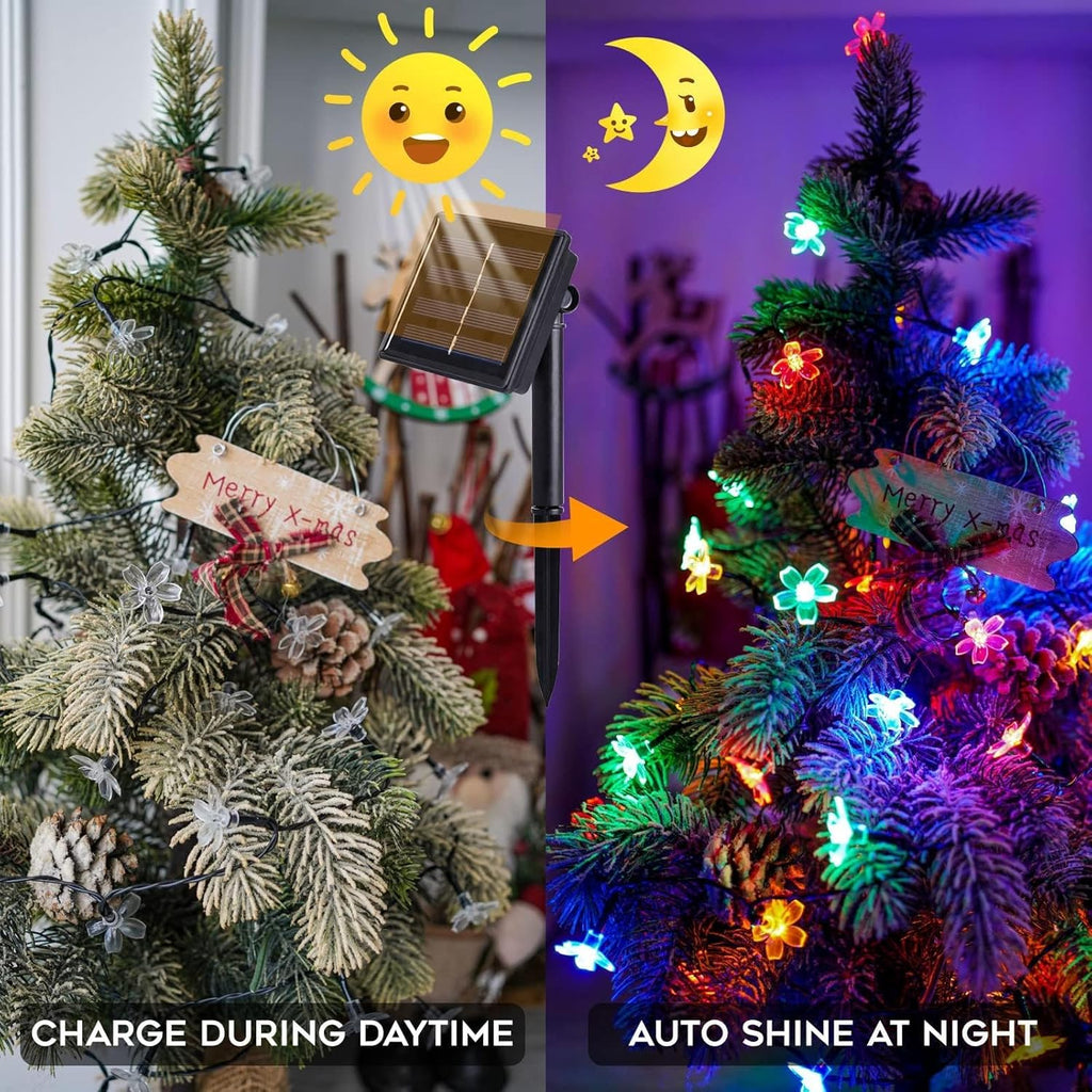 Suddus Solar String Lights - 100 LED Flower Design | 2 Pack for Garden, Patio & Christmas Decor