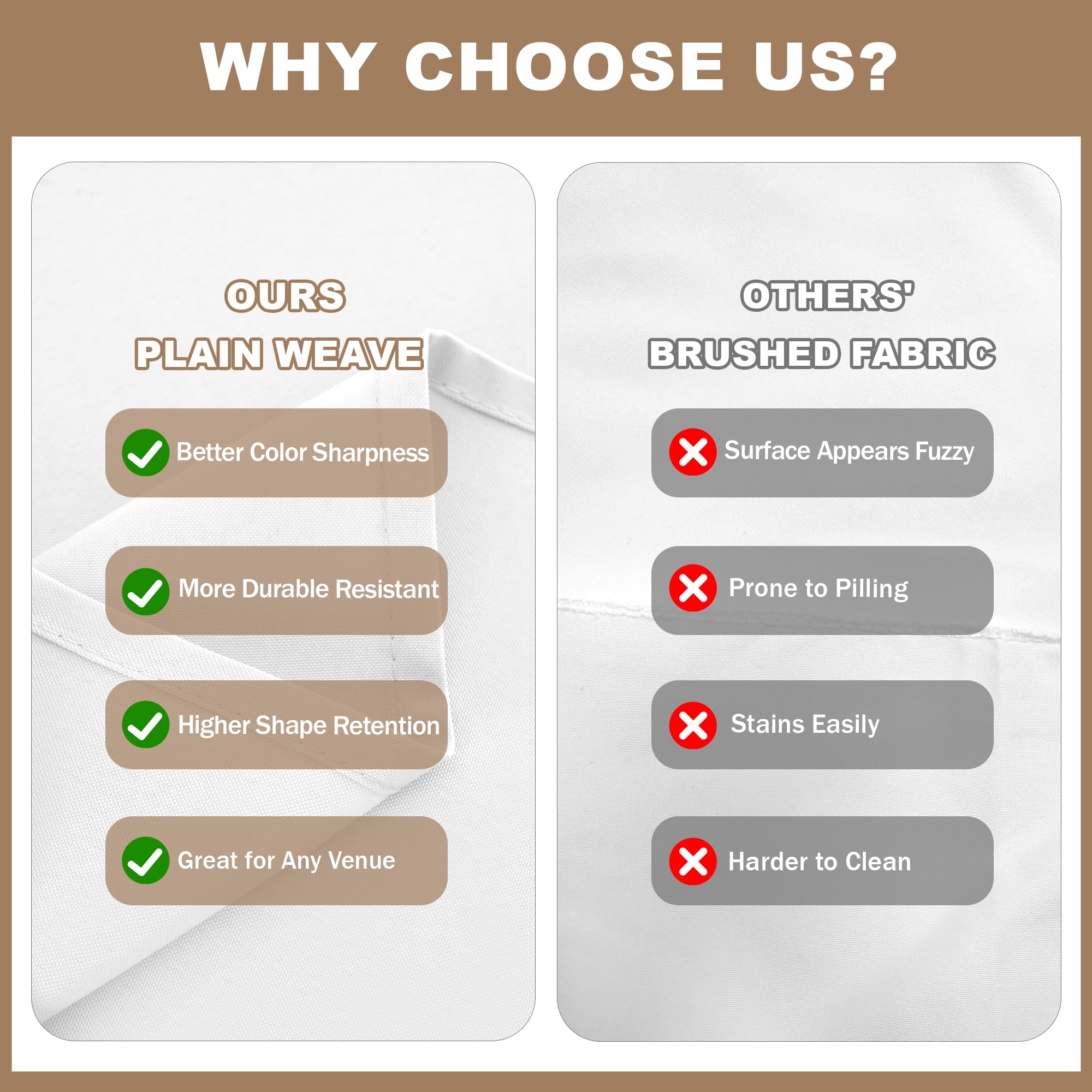 Fitable 8 Pack Table Cloth Rectangle Table: Stain and Wrinkle Resistant Tablecloth Rectangular, Washable Polyester Tablecloths for Wedding Party Dining Banquet Event Catering(White, 70x120 Inch)