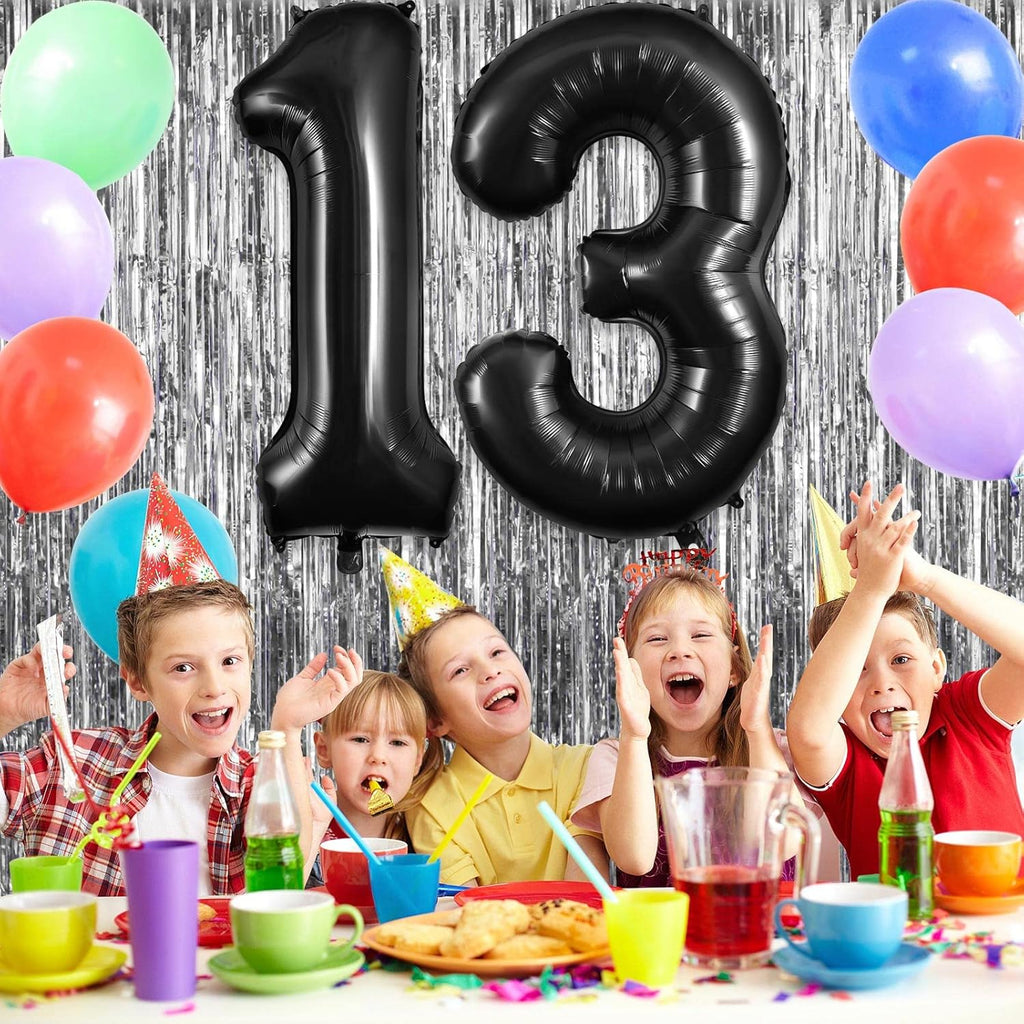 Skiennix 40-Inch Large Foil Number Balloons - 13 or 31 for Birthday & Anniversary Celebrations | Black