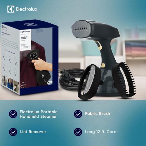 Electrolux Portable Handheld Clothes Steamer - LX15003 Wrinkle Remover with Lint Brush & Fabric Brush | Black